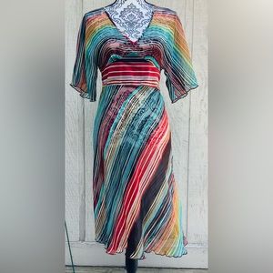 Multi-colored sheer striped dress